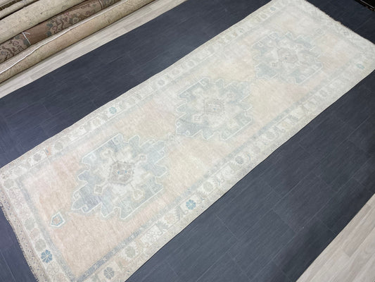 Muted Oushak Runner Rug 4.7 x 12.6 Turkish Runner Rug Muted Vintage Runner Rug Hallway Runner Rug Kitchen Runner Rug Wool Runner