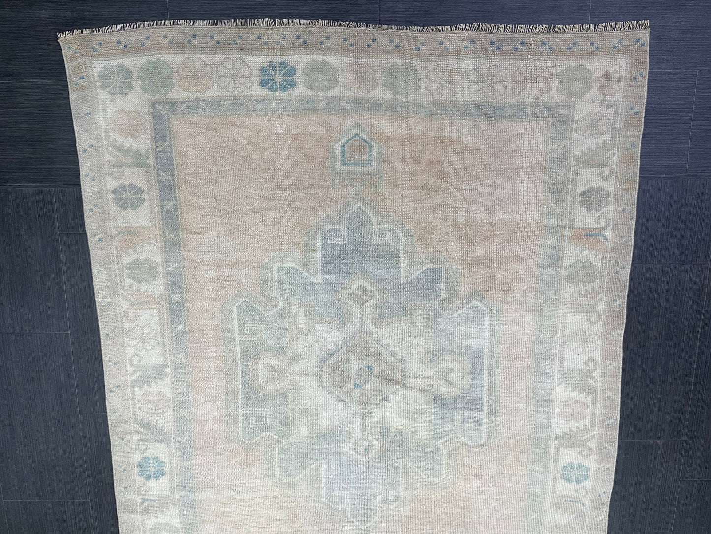 Muted Oushak Runner Rug 4.7 x 12.6 Turkish Runner Rug Muted Vintage Runner Rug Hallway Runner Rug Kitchen Runner Rug Wool Runner