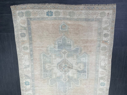 Muted Oushak Runner Rug 4.7 x 12.6 Turkish Runner Rug Muted Vintage Runner Rug Hallway Runner Rug Kitchen Runner Rug Wool Runner