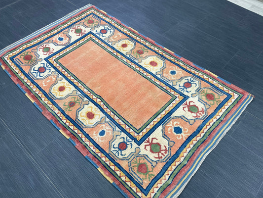 Handmade Rug Oushak 3 x 4.6 Rug Rustic Rug, Bohemian Rug, Rug Runner, Turkish Rug, Farmhouse Rug, Vintage Rug, Wool rug