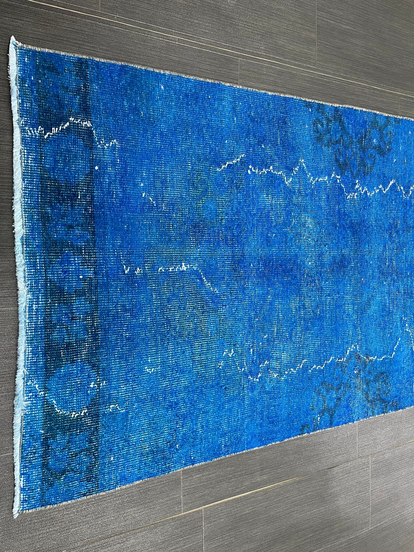 Blue Oushak Runner Rug 2.6 x 11.6 Turkish Runner Rug  Overdye Vintage Runner Rug Hallway Runner Kitchen Runner Rug Wool Staircase Runner Rug