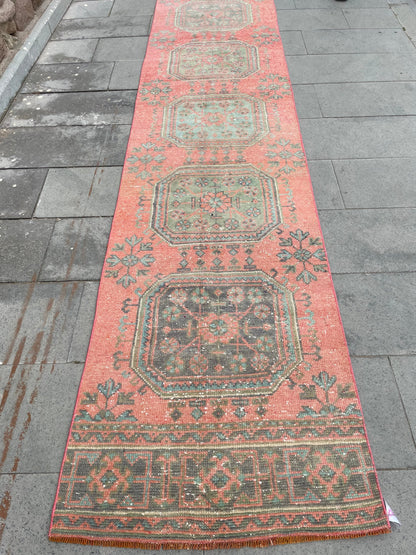 Vintage Hand Knotted 2.5 x 19 Extra Long Turkish Runner Very Long Stairs Runner Rug Vintage Runner Rug XL Oriental Runner Staircase Runner