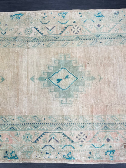 Muted Oushak Runner 4.7 x 11.5 Rug Turkish Runner Rug Faded Vintage Runner Rug Hallway Runner Rug Neutral Kitchen Runner Rug Wool Runner Rug