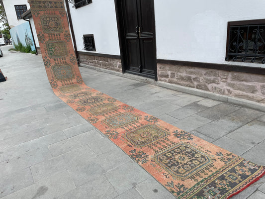 Vintage Hand Knotted 2.5 x 21.6 Extra Long Turkish Runner Very Long Stairs Runner Rug Vintage Runner Rug XL Oriental Runner Staircase Runner
