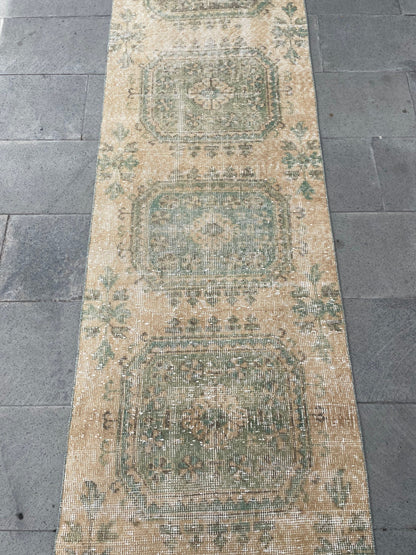 Muted Extra Long Turkish Runner Vintage 2.6 x 21.2 Stairs Runner Rug Vintage Runner XL Oriental Runner Staircase Handmade Runner