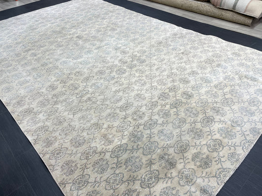 Muted RUG TURKISH 7.4 x 12 Rug Vintage Rug Natural Wool Oushak Rug Handmade Persian Rugs Vintage Turkish Rug Neutral Oriental rug
