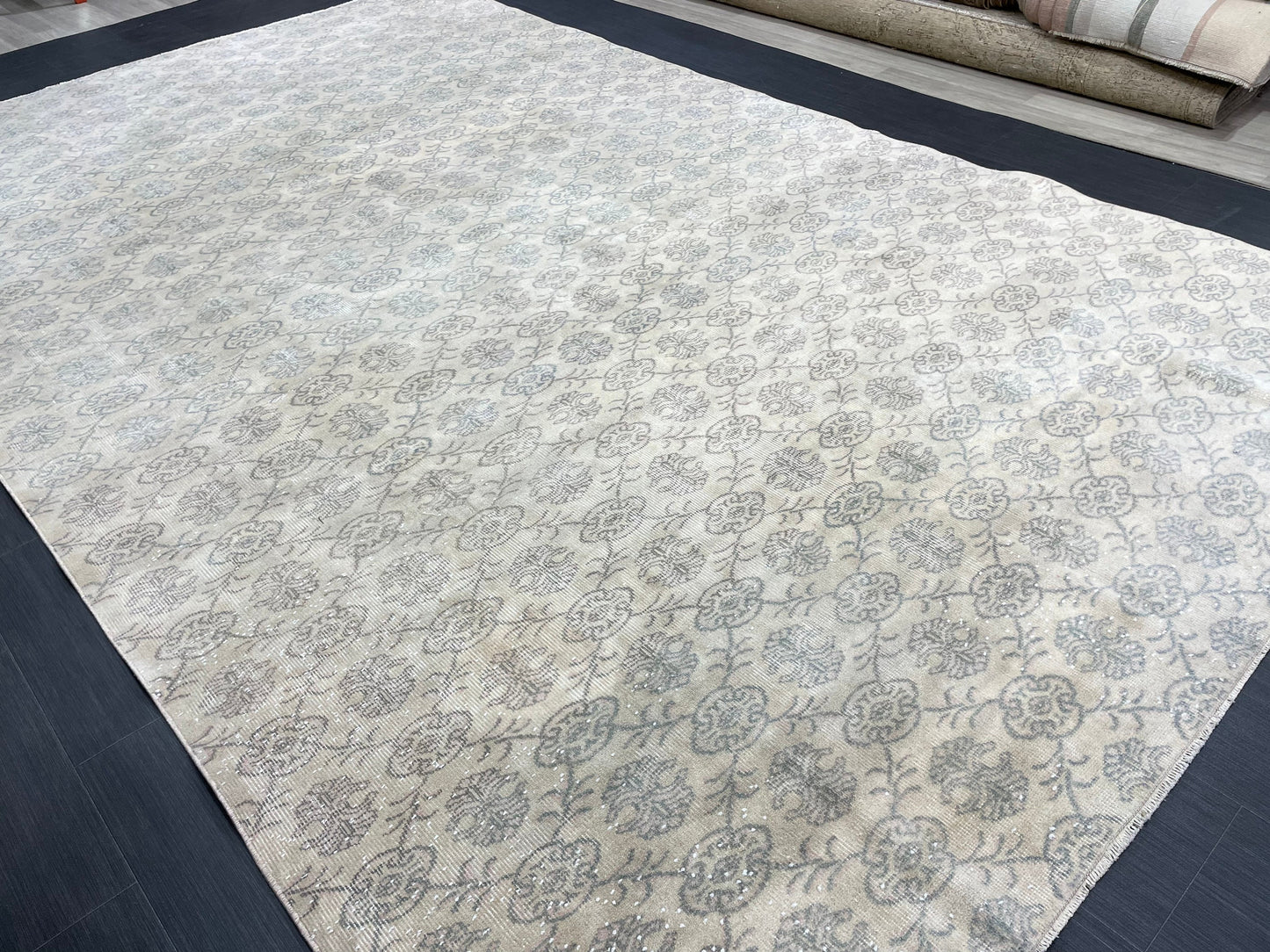 Muted RUG TURKISH 7.4 x 12 Rug Vintage Rug Natural Wool Oushak Rug Handmade Persian Rugs Vintage Turkish Rug Neutral Oriental rug