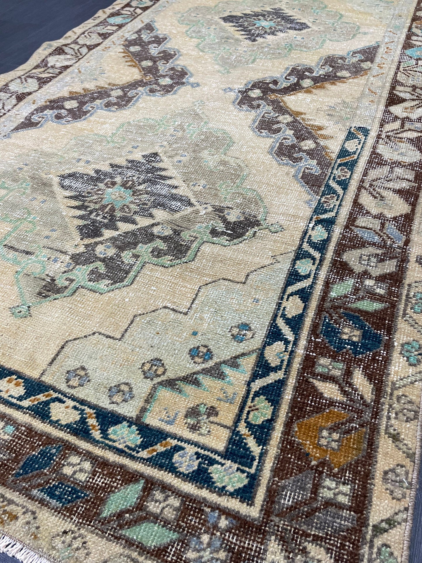 Muted Turkish 3.7 x 6.6 Rug Handmade Rug, Rustic Rug Hand Knotted Turkish Rug, Farmhouse Rug, Vintage Rug, Wool rug