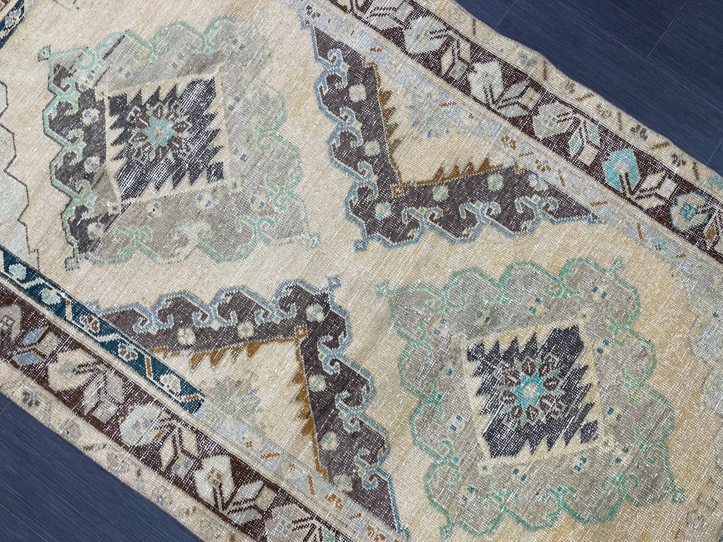 Muted Turkish 3.7 x 6.6 Rug Handmade Rug, Rustic Rug Hand Knotted Turkish Rug, Farmhouse Rug, Vintage Rug, Wool rug