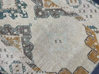Muted Turkish Rug 3.6 x 4.4 Rug Handmade Rug, Rustic Rug Hand Knotted Rug Turkish Rug, Farmhouse Rug, Vintage Rug, Wool rug