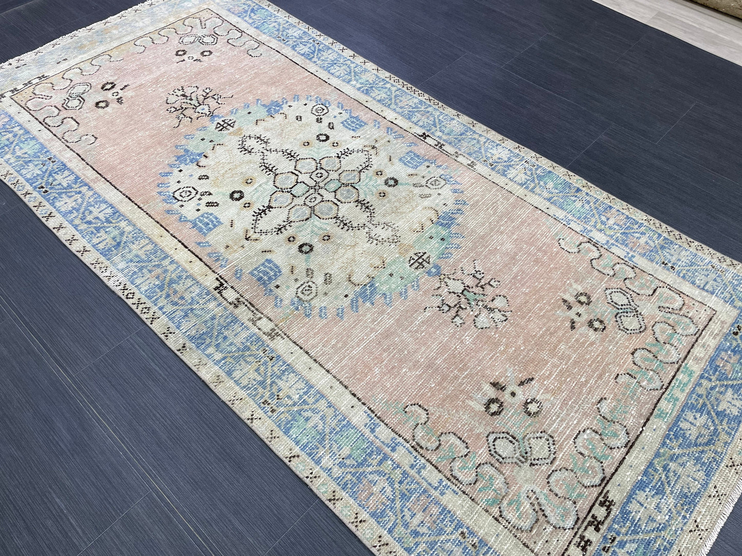 Handmade Oushak 3.2 x 6.8 Rug Handmade Rug Turkish Rug Hand Knotted Rug Muted Turkish Rug, Farmhouse Rug, Vintage Rug, Wool rug