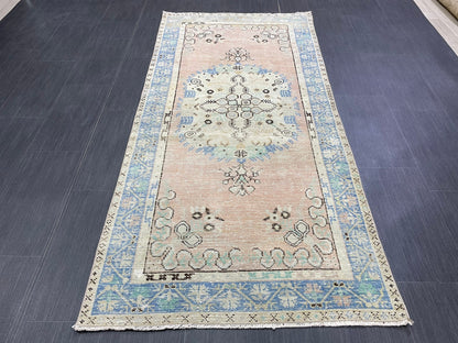 Handmade Oushak 3.2 x 6.8 Rug Handmade Rug Turkish Rug Hand Knotted Rug Muted Turkish Rug, Farmhouse Rug, Vintage Rug, Wool rug