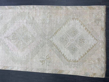 Muted Oushak Runner 3.2 x 12.5 Rug Turkish Runner Rug Vintage Runner Rug Hallway Runner Rug Kitchen Runner Rug Wool Runner Rug