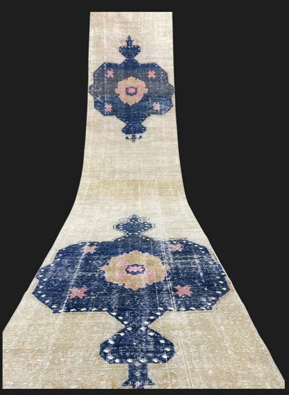 XL Wool Handmade Runner Rug 2.9 x 16.6 TURKISH Runner Rug Vintage Runner Rug Extra Long Runner Rug Staircase Runner rug Hand Knotted Runner
