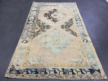 Muted 3.6 x 6 Rug Handmade Rug, Oushak Rug, Rustic Rug Hand Knotted, Turkish Rug, Farmhouse Rug, Vintage Rug, Wool rug