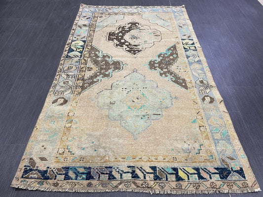 Muted 3.6 x 6 Rug Handmade Rug, Oushak Rug, Rustic Rug Hand Knotted, Turkish Rug, Farmhouse Rug, Vintage Rug, Wool rug