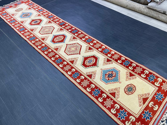 New Handmade Oushak 2.6 x 11.3 Runner Rug Turkish New Hand Knotted Runner Rug Traditional Wool Runner Rug Hallway Runner Rug Not Used