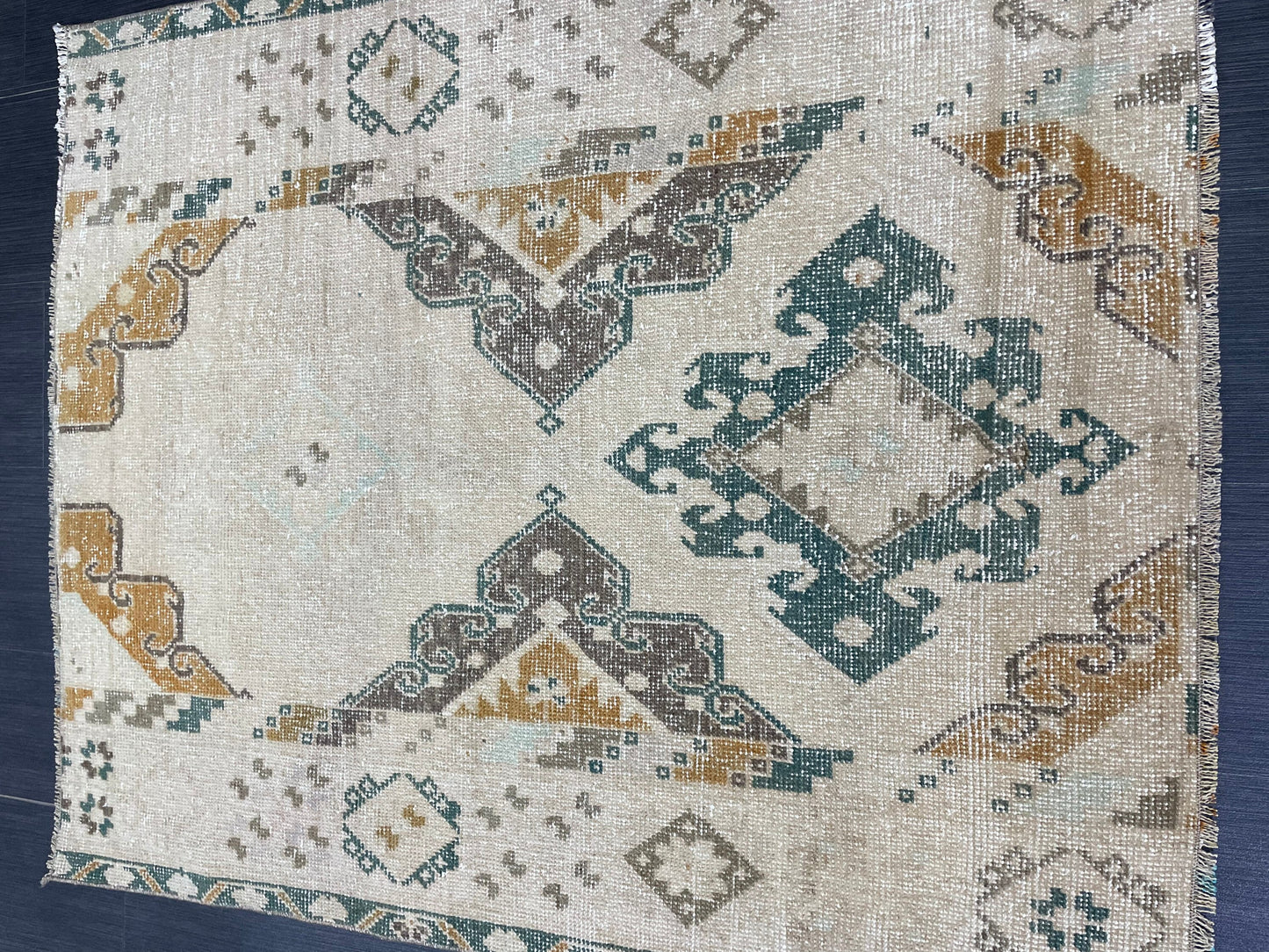 Muted Turkish Rug 3.6 x 4.4 Rug Handmade Rug, Rustic Rug Hand Knotted Rug Turkish Rug, Farmhouse Rug, Vintage Rug, Wool rug