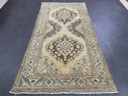 Muted Vintage 3.5 x 7 Rug Handmade Rug, Rustic Rug Hand Knotted Rug, Rug Runner, Turkish Rug, Farmhouse Rug, Vintage Rug, Wool rug