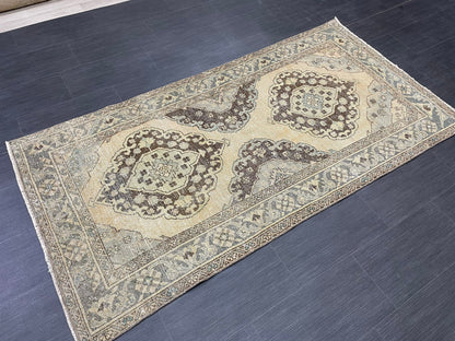 Muted Vintage 3.5 x 7 Rug Handmade Rug, Rustic Rug Hand Knotted Rug, Rug Runner, Turkish Rug, Farmhouse Rug, Vintage Rug, Wool rug