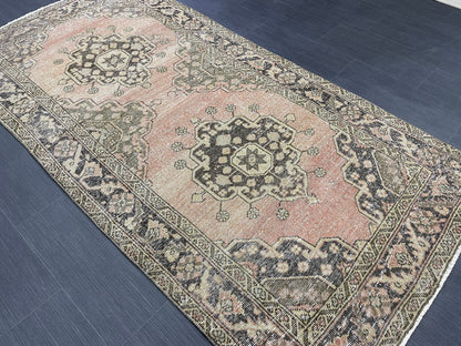 Turkish Oushak 3.4 x 6.8 Rug Handmade Rug, Rustic Rug Hand Knotted Rug Muted Turkish Rug, Farmhouse Rug, Vintage Rug, Wool rug