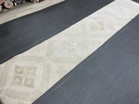 Muted Oushak Runner 2.7 x 13.4 Rug Turkish Runner Rug Vintage Runner Rug Long Hallway Runner Rug Kitchen Runner Rug Wool Runner