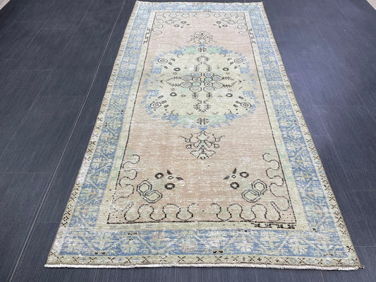 Vintage Rug TURKISH Rug Vintage 3.2 x 6.6 Oushak Rugs Muted Rug Turkish Oushak Rug, Vintage Oushak Rug Wool Rug