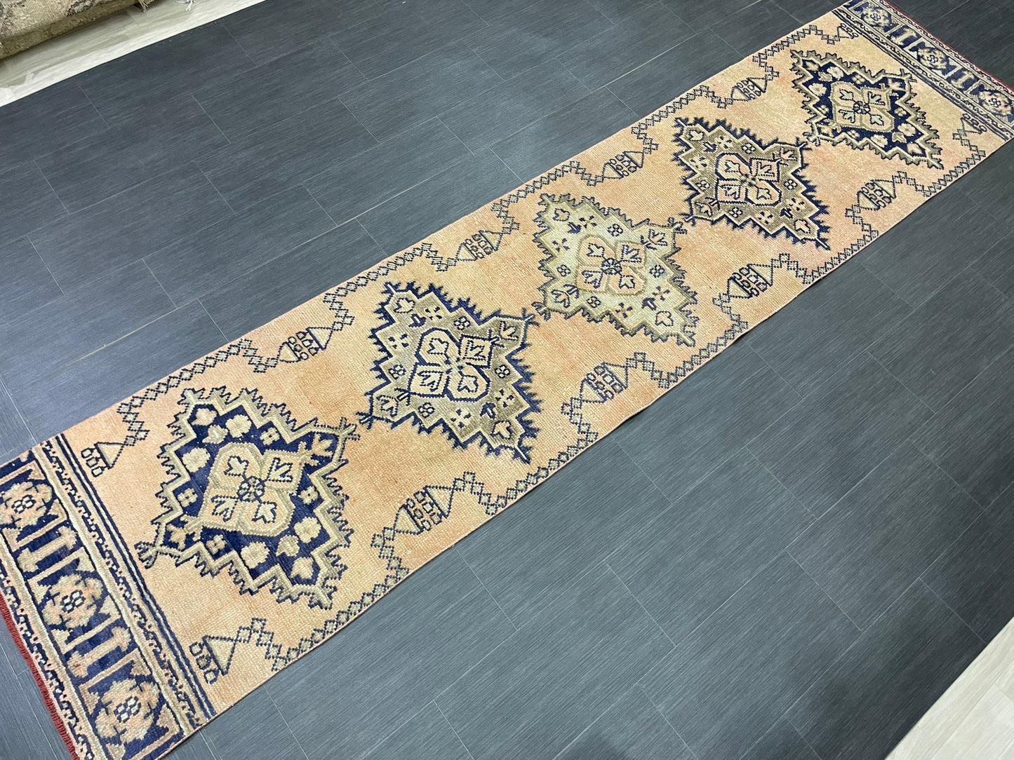 Hand Knotted Oushak Runner 2.6 x 11 Rug Turkish Runner Vintage Runner Hallway Runner Rug Persian Kitchen Runner Rug Oriental Wool Runner Rug