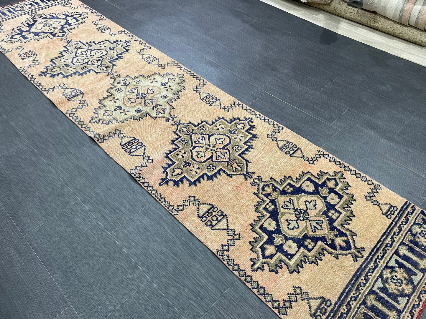 Hand Knotted Oushak Runner 2.6 x 11 Rug Turkish Runner Vintage Runner Hallway Runner Rug Persian Kitchen Runner Rug Oriental Wool Runner Rug