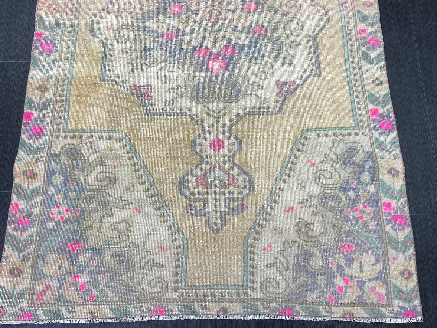 Wool Oushak Rug Vintage 4.5 x 7 Rug Muted Vintage Runner Rug Wool Oriental Rug Hand Made Rugs Vintage Turkish Rug Muted Persian Wool Rug