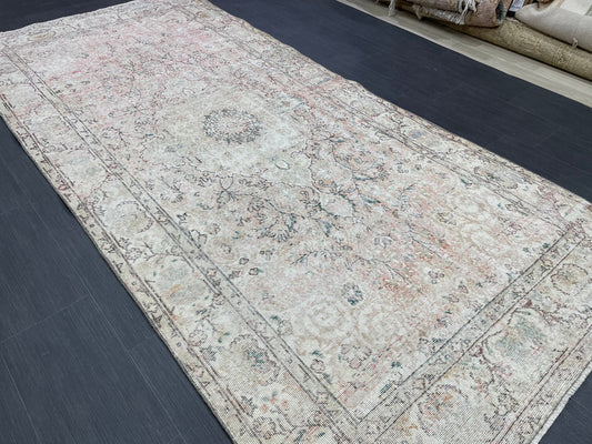 Oriental RUG, TURKISH Rug, 4.6 x 10 , Vintage Distressed Rug, Vintage Persian Rug, Wool Oushak Rug, Handmade Rugs, Vintage Turkish Rug.