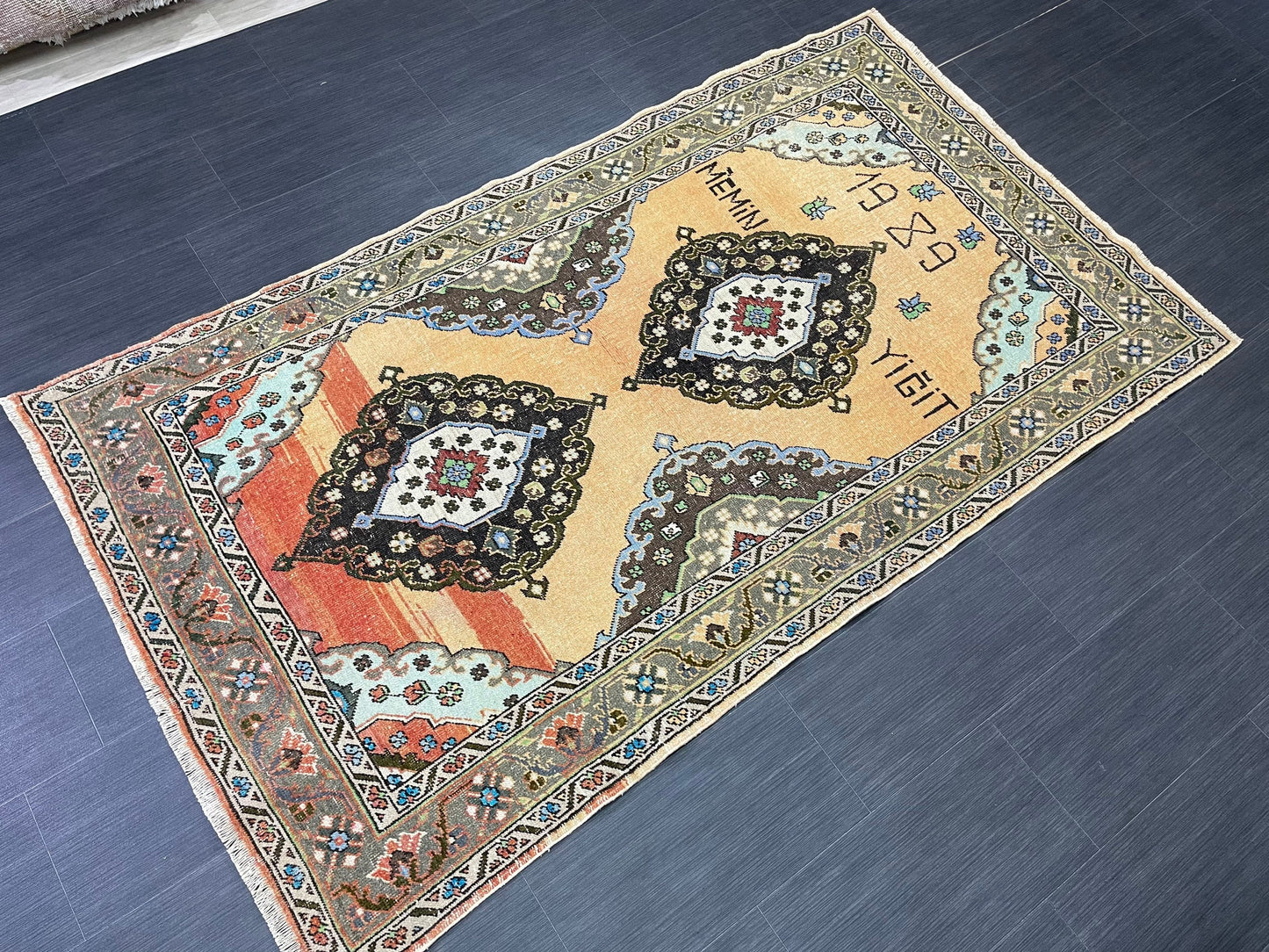 Vintage Oushak Rug 4x7 Rug Muted Vintage Turkish Rug Wool Oriental Rug Hand Made Rugs Vintage Kitchen Rug Muted Persian Wool Rug