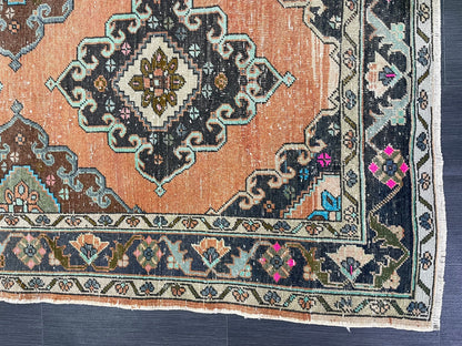 Vintage Rug 4 x 6.5 Handmade Wool Rug Muted Vintage Oushak Rug Wool Oriental Rug Hand Made Rugs Vintage Turkish Rug Muted Persian Wool Rug