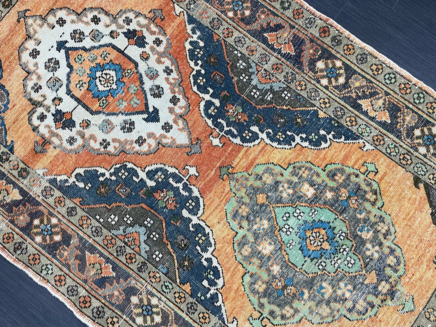 Vintage Turkish Rug 3.8 x 6.5 Handmade Wool Rug Muted Vintage Oushak Rug Wool Oriental Rug Hand Made Rug Vintage Rug Muted Persian Wool Rug