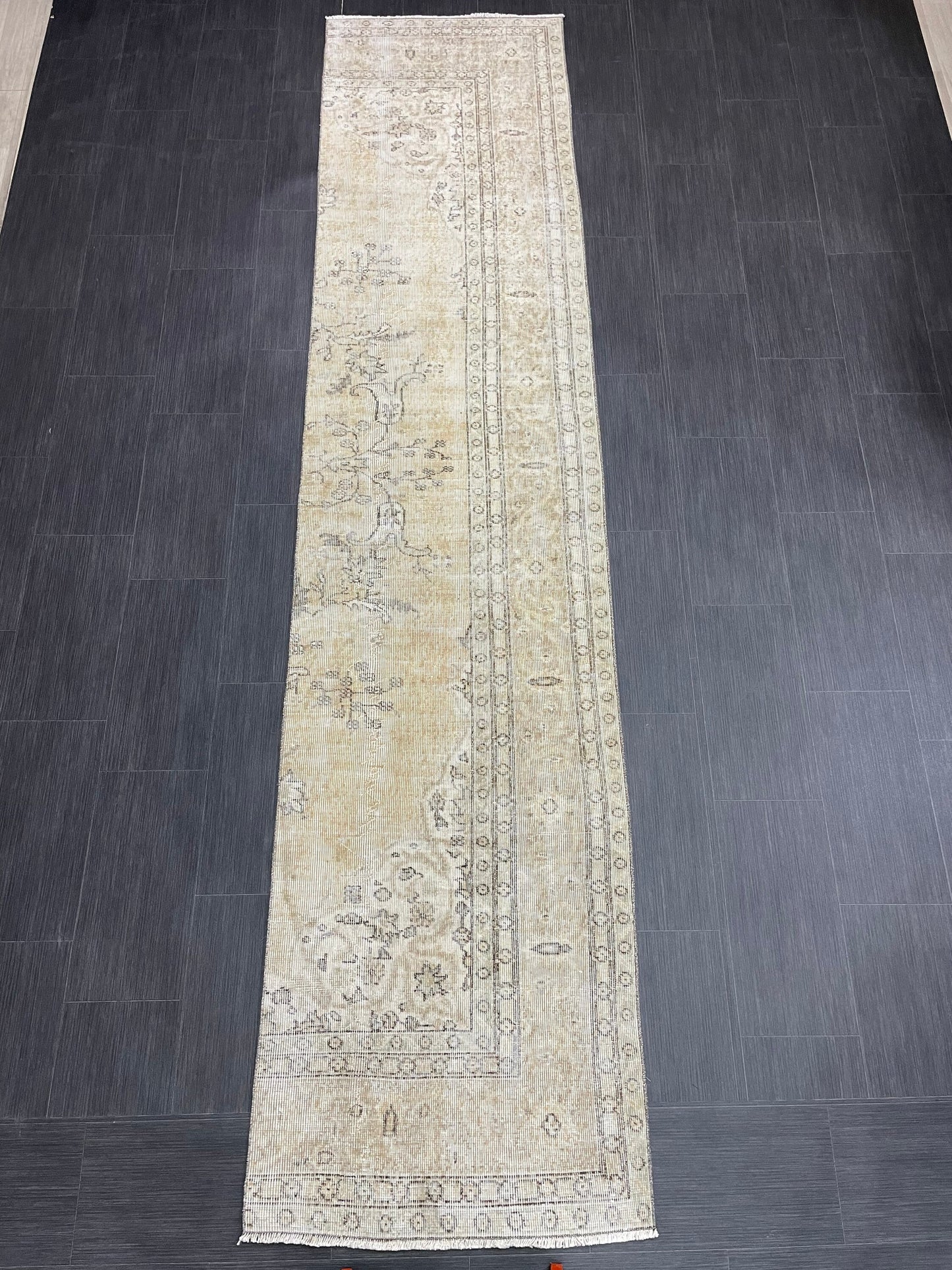 Muted Oushak Runner 2.5 x 11.5 Rug Distressed Turkish Runner Rug Vintage Runner Handmade Hallway Runner Rug Kitchen Runner Rug Wool Runner