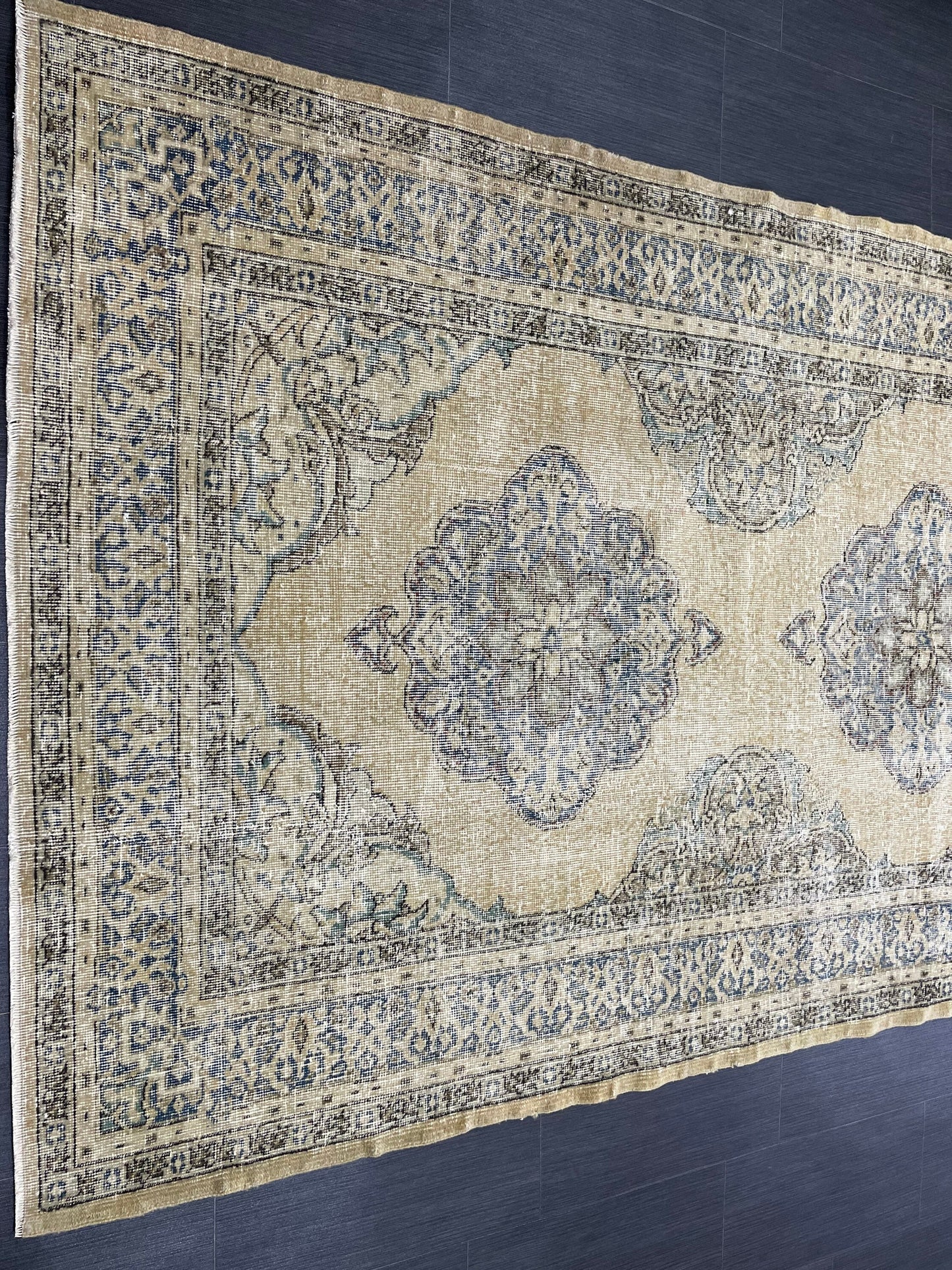 Vintage Hand Knotted Rug Vintage 5x13 Runner Oushak Runner Rug Turkish Runner Rug Vintage Runner Rug Star Kitchen Runner Natural Wool