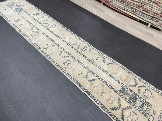 Muted Vintage Runner Rug 2.4 x 11.6 Muted Turkish Runner Rug Hand Made Runner Rug Vintage Runner Rug Hallway Runner Rug Kitchen Runner