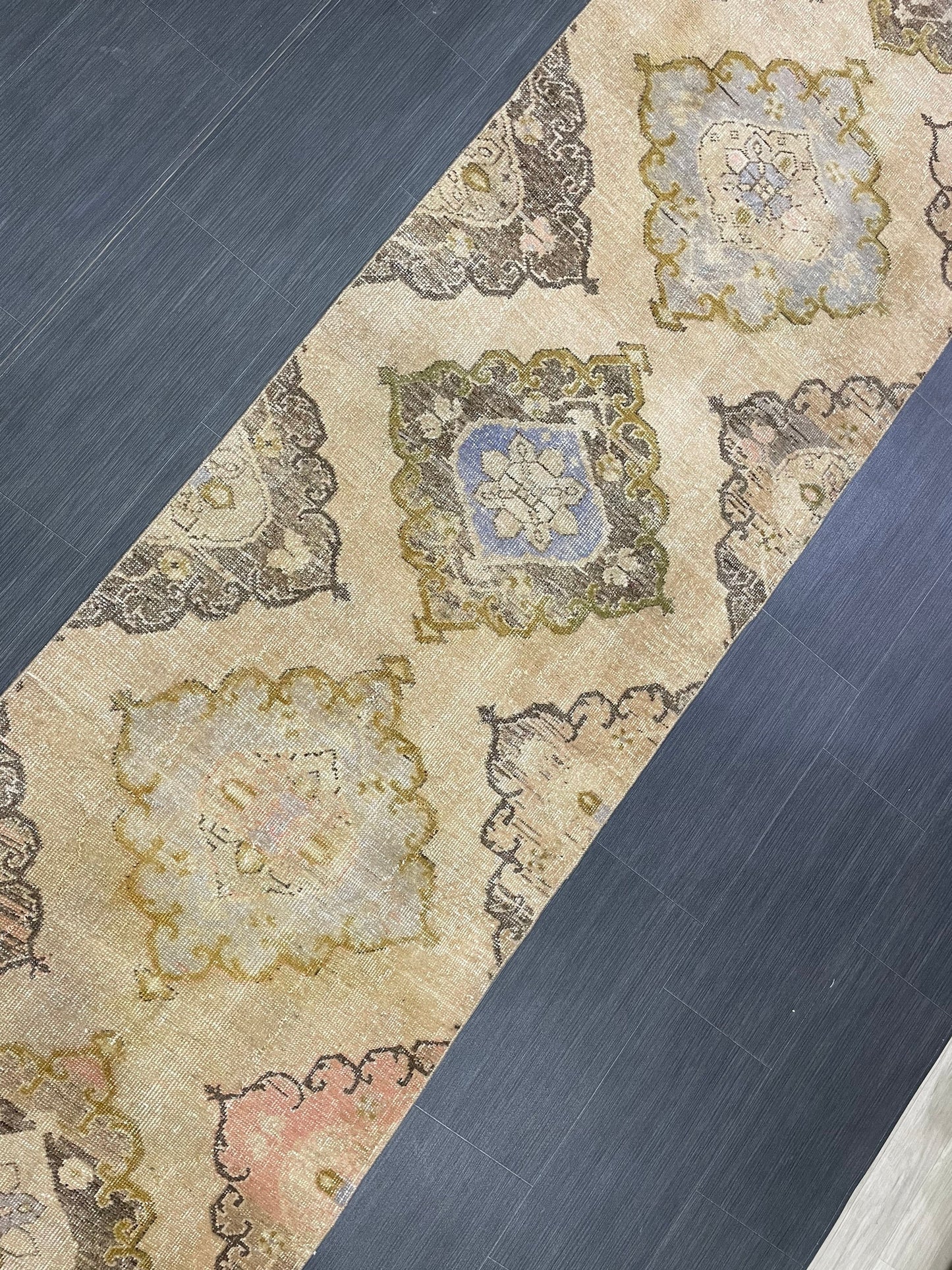 MUTED Hand Knotted Runner Entry Runner TURKISH Runner 2.8 x 12.8 Vintage  Hallway Runner Rug Muted Runner Rug Kitchen Rug Runner