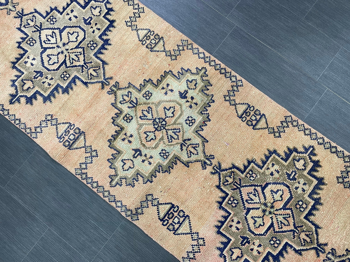 Hand Knotted Oushak Runner 2.6 x 11 Rug Turkish Runner Vintage Runner Hallway Runner Rug Persian Kitchen Runner Rug Oriental Wool Runner Rug