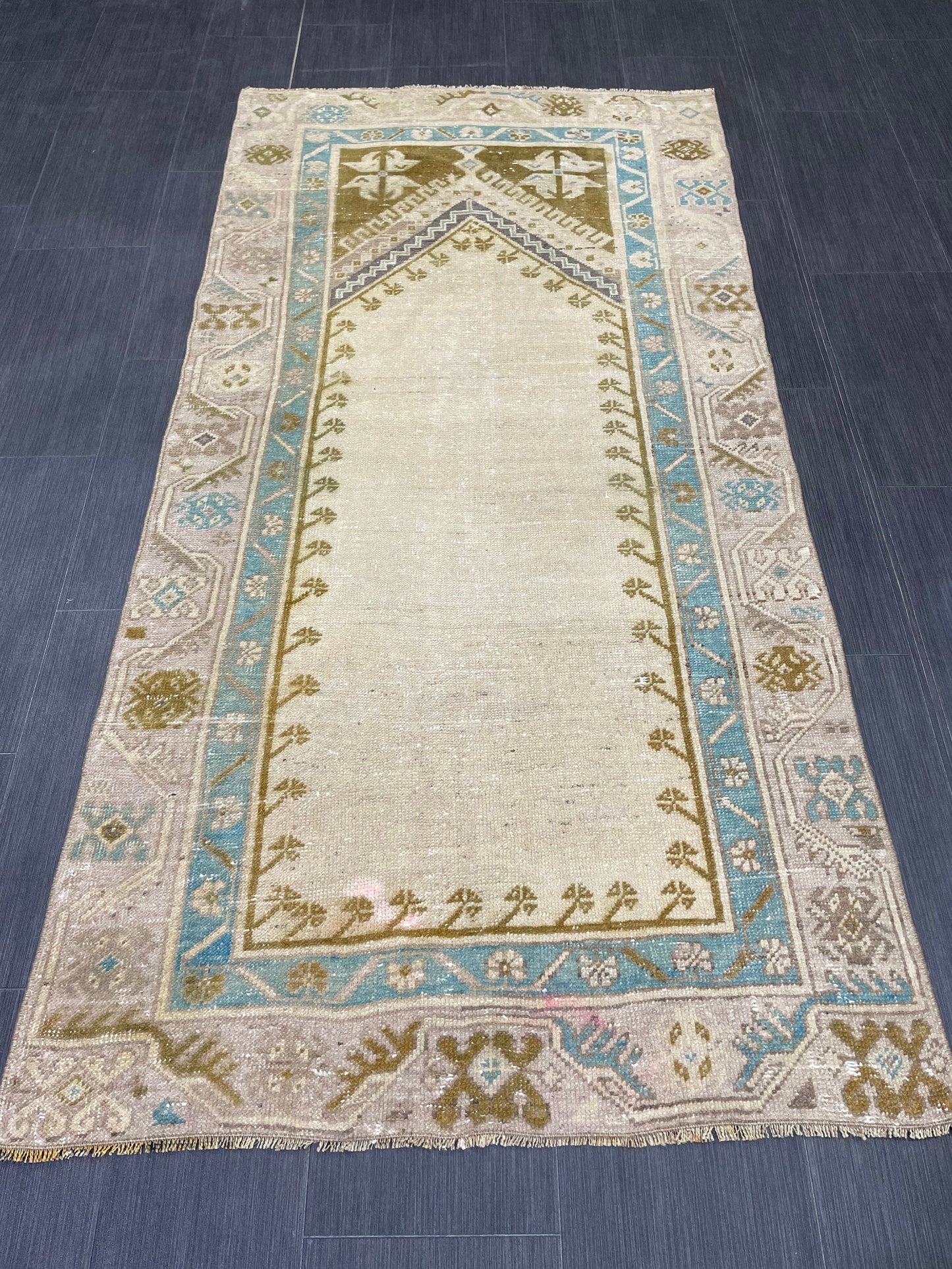 Vintage Rug 3.2 x 6.3 Turkish Rug Wool Vanity Rug Handmade Rug Persian Rug, Hand Knotted Wool Rug