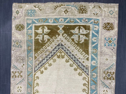 Vintage Rug 3.2 x 6.3 Turkish Rug Wool Vanity Rug Handmade Rug Persian Rug, Hand Knotted Wool Rug