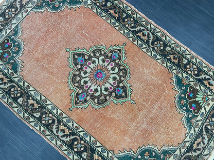 Hand Knotted Rug 4 x 7.2 Handmade Rug Muted Vintage Oushak Rug Wool Oriental Rug Hand Made Rugs Vintage Turkish Rug Muted Persian Wool Rug