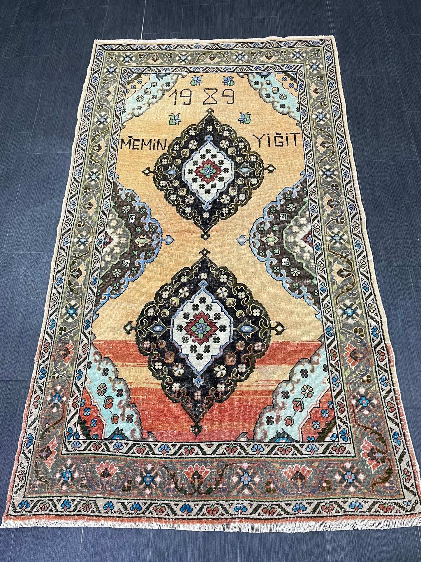 Vintage Oushak Rug 4x7 Rug Muted Vintage Turkish Rug Wool Oriental Rug Hand Made Rugs Vintage Kitchen Rug Muted Persian Wool Rug