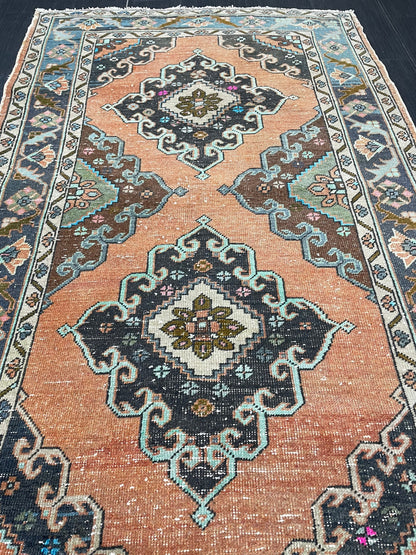 Vintage Rug 4 x 6.5 Handmade Wool Rug Muted Vintage Oushak Rug Wool Oriental Rug Hand Made Rugs Vintage Turkish Rug Muted Persian Wool Rug