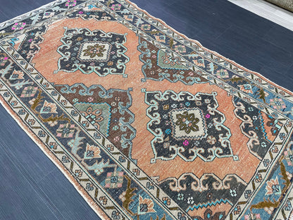 Vintage Rug 4 x 6.5 Handmade Wool Rug Muted Vintage Oushak Rug Wool Oriental Rug Hand Made Rugs Vintage Turkish Rug Muted Persian Wool Rug