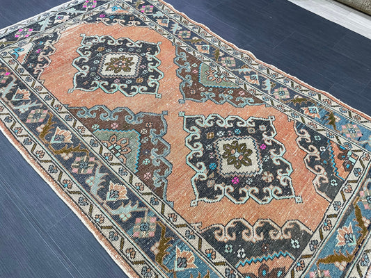 Vintage Rug 4 x 6.5 Handmade Wool Rug Muted Vintage Oushak Rug Wool Oriental Rug Hand Made Rugs Vintage Turkish Rug Muted Persian Wool Rug