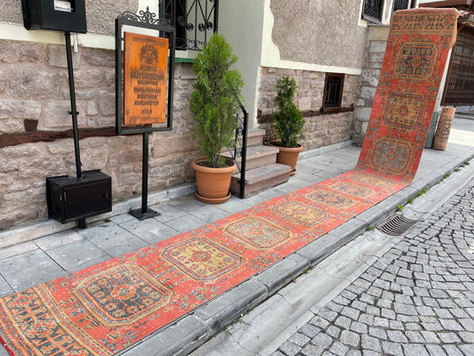 Long Vintage Runner Stairs Runner Rug 2.6 x 22.3 Handmade Runner Rug XL Oriental Runner Rug Staircase Hand Knotted Runner rug