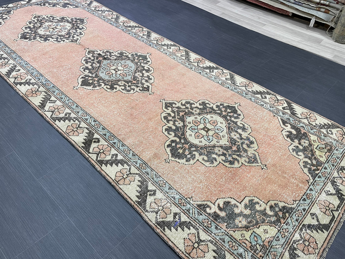 Hand Knotted Runner 4 x 10.4 Turkish Runner Rug Vintage Runner Rug Hallway Runner Rug Kitchen Runner Rug Wool Runner Rug Wool Nomad Rug