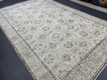 Hand Knotted Rug 6.7 x 10.5 TURKISH Rug Vintage Rug Oushak Rug Wool Distressed Rug Handmade Rugs Vintage Turkish Rug