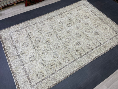 Hand Knotted Rug 6.7 x 10.5 TURKISH Rug Vintage Rug Oushak Rug Wool Distressed Rug Handmade Rugs Vintage Turkish Rug